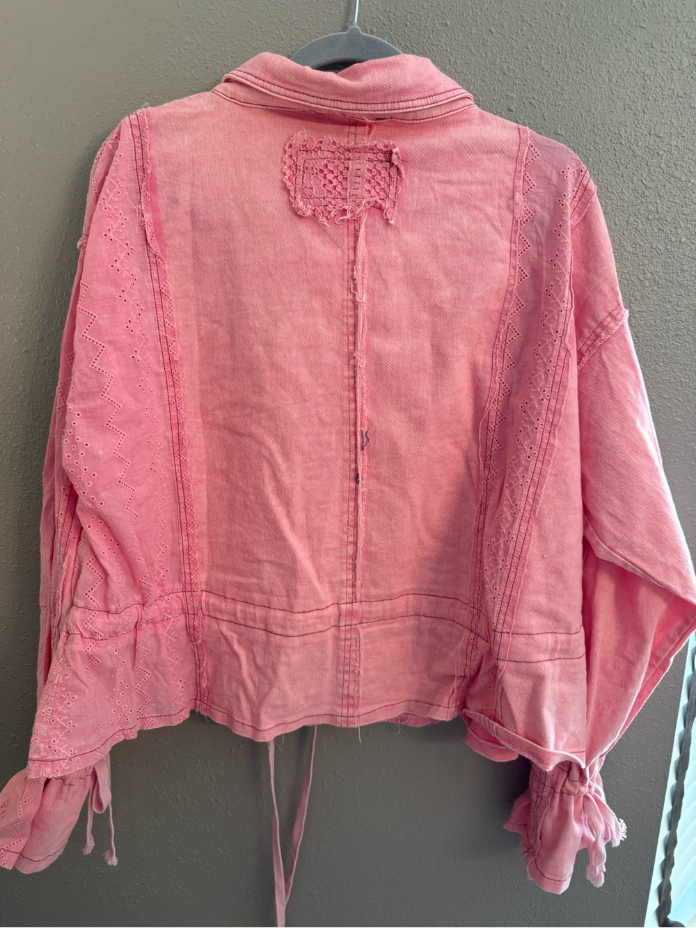Oli & Hali Pink Lace-Panel Jean Jacket - Picture 7 of 8